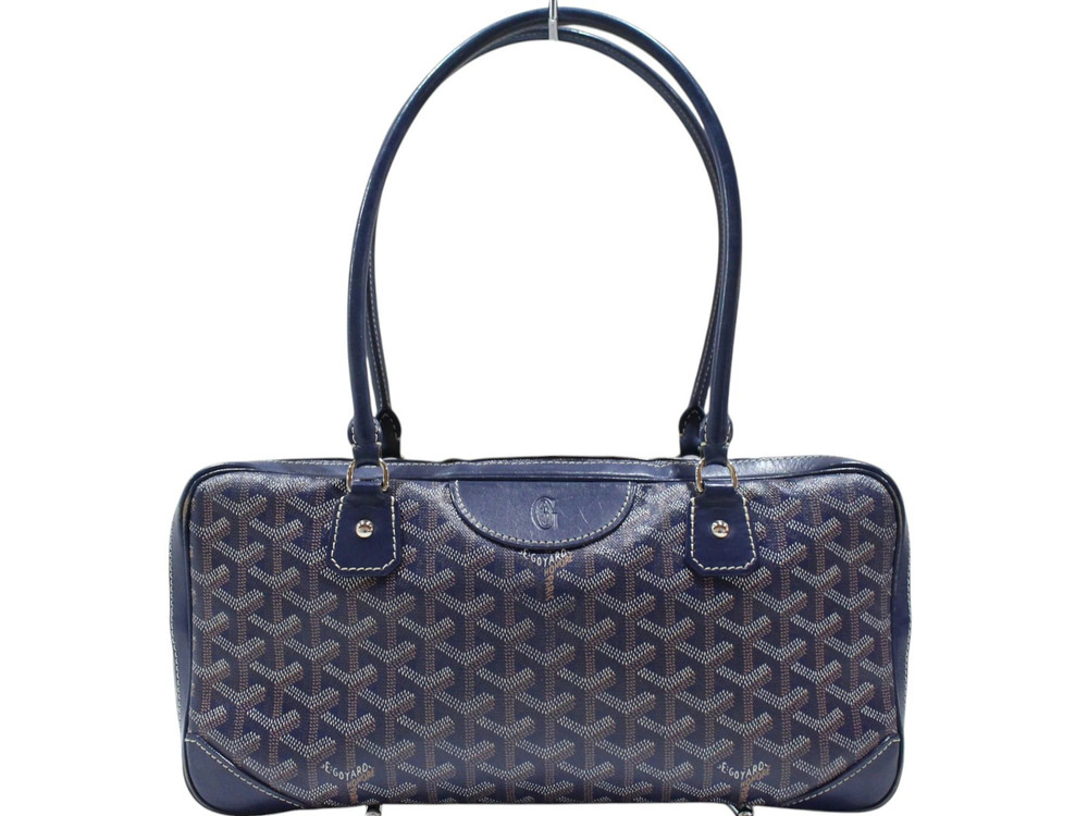 Goyard Saint Martin Herringbone Leather 2Way Shoulder Bag Blue